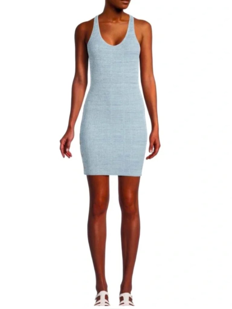 Le Ore Rimini Racerback Bodycon Mini Dress - Size Small - Blue/Gray